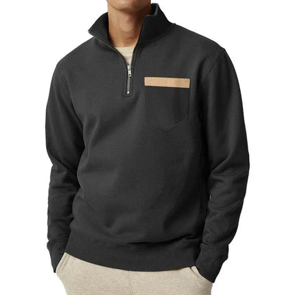 Men's Half-Zip Cotton-Poly Pullover | Chest Pocket | Soft & Durable | Regular Fit | High Collar | Versatile Outerwear | Stylish & Comfortable
