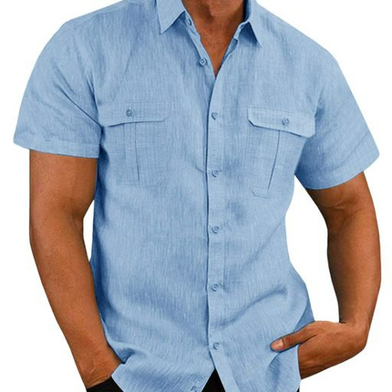 Men's Linen Blend Shirt | Lightweight | Breathable | Relaxed Fit | Button-Down | Soft Texture | Chest Pockets | Summer Fashion | Casual & Semi-Formal | Cool Comfort | Versatile Style