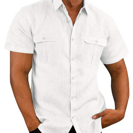Men's Linen Blend Shirt | Lightweight | Breathable | Relaxed Fit | Button-Down | Soft Texture | Chest Pockets | Summer Fashion | Casual & Semi-Formal | Cool Comfort | Versatile Style