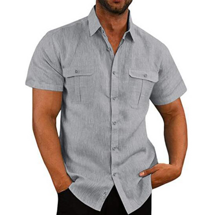 Men's Linen Blend Shirt | Lightweight | Breathable | Relaxed Fit | Button-Down | Soft Texture | Chest Pockets | Summer Fashion | Casual & Semi-Formal | Cool Comfort | Versatile Style