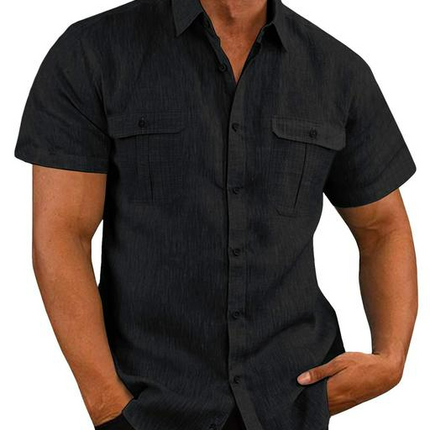 Men's Linen Blend Shirt | Lightweight | Breathable | Relaxed Fit | Button-Down | Soft Texture | Chest Pockets | Summer Fashion | Casual & Semi-Formal | Cool Comfort | Versatile Style