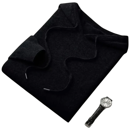 Premium Wool Blend Knit Outerwear | Men's Stylish Knitwear | Refined Texture | Warm & Breathable | Adjustable Drawstring Hood | Ribbed Cuffs & Hem | Versatile Layering | Elegant Cold-Weather Style