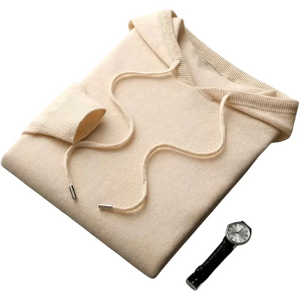 Men's Luxurious Wool Blend Knit Hoodie | Warm & Breathable Fabric | Refined Texture | Adjustable Drawstring Hood | Ribbed Cuffs & Hem | Versatile Styling | Modern Silhouette | Perfect Layering Piece