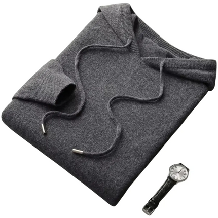 Premium Wool Blend Knit Outerwear | Men's Stylish Knitwear | Refined Texture | Warm & Breathable | Adjustable Drawstring Hood | Ribbed Cuffs & Hem | Versatile Layering | Elegant Cold-Weather Style