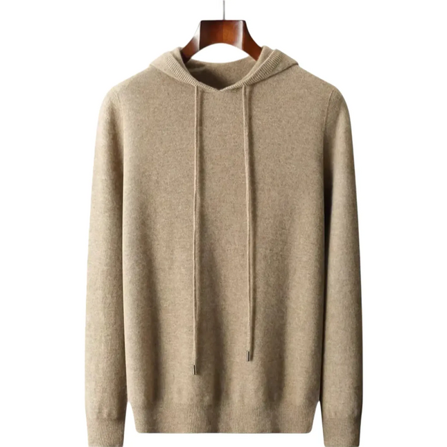 Premium Wool Blend Knit Outerwear | Men's Stylish Knitwear | Refined Texture | Warm & Breathable | Adjustable Drawstring Hood | Ribbed Cuffs & Hem | Versatile Layering | Elegant Cold-Weather Style
