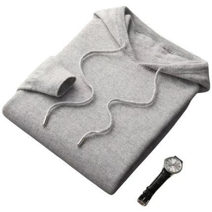 Men's Luxurious Wool Blend Knit Hoodie | Warm & Breathable Fabric | Refined Texture | Adjustable Drawstring Hood | Ribbed Cuffs & Hem | Versatile Styling | Modern Silhouette | Perfect Layering Piece