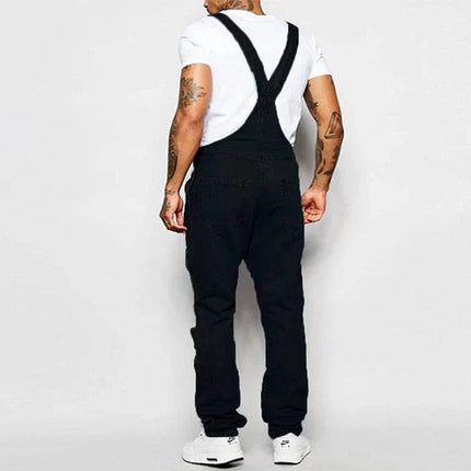Armoire Melbourne Men's Ripped Denim Overalls | Trendy Relaxed Fit | Adjustable Straps | Vintage Streetwear | Durable Denim | Multiple Pockets | Effortless Urban Style