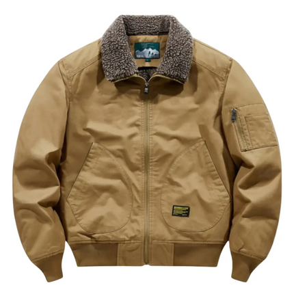 Men's Durable Heavy-Duty Cotton Canvas Bomber Jacket | Sherpa-Lined for Warmth | Wind-Resistant | Classic Fit | Versatile for Work and Outdoor Activities | Multiple Utility Pockets | Stylish Comfort