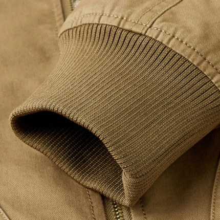 Men's Durable Heavy-Duty Cotton Canvas Bomber Jacket | Sherpa-Lined for Warmth | Wind-Resistant | Classic Fit | Versatile for Work and Outdoor Activities | Multiple Utility Pockets | Stylish Comfort