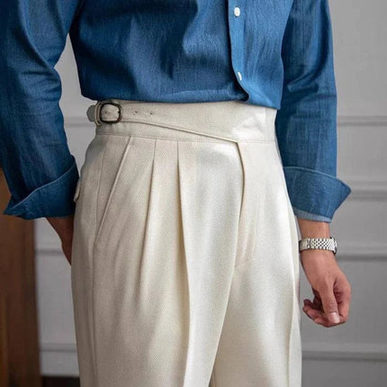 Armoire Melbourne | British Neapolitan | Slim Fit Office Trousers for Men | High Waist Tailored Design | Modern & Elegant Style | Premium Fabric | Versatile Business & Casual Wear