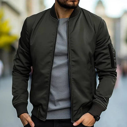 Men's Bomber Jacket | Water-Resistant | Ribbed Cuffs & Hem | Arm Pocket | Polyester-Cotton Blend | Classic Colors & Retro Flair | S to XXL | Versatile Style for Urban Adventures