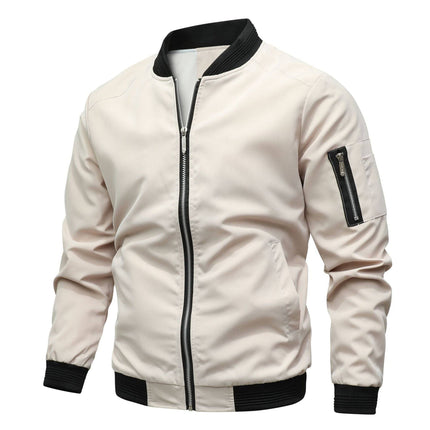 Men's Bomber Jacket | Water-Resistant | Ribbed Cuffs & Hem | Arm Pocket | Polyester-Cotton Blend | Classic Colors & Retro Flair | S to XXL | Versatile Style for Urban Adventures