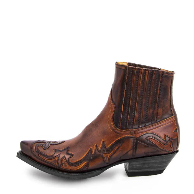 Adalbrecht Men's Western Leather Boots | Striking Design | Pointed Toe | Embroidered Sides | Sleek Silhouette | Rugged Yet Modern Style | Versatile for Casual & Formal Wear | Comfortable & Stylish Footwear