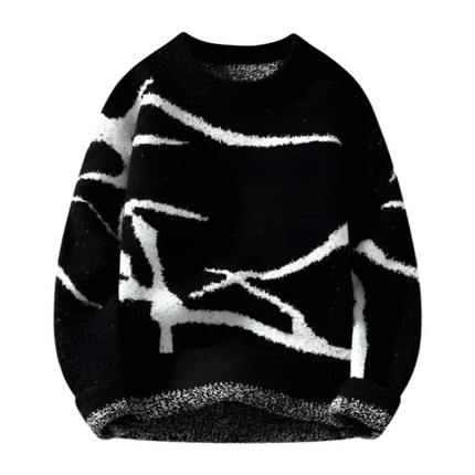 Men's Warm Wool Blend Pullover | Abstract Artistic Pattern | Cozy & Soft | Versatile Layering Sweater | Durable Construction | Ideal for Casual or Dressed-Up Occasions