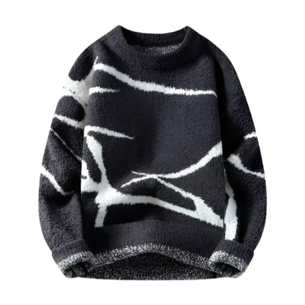 Men's Warm Wool Blend Pullover | Abstract Artistic Pattern | Cozy & Soft | Versatile Layering Sweater | Durable Construction | Ideal for Casual or Dressed-Up Occasions