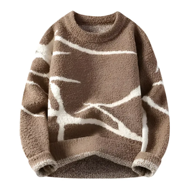 Men's Warm Wool Blend Pullover | Abstract Artistic Pattern | Cozy & Soft | Versatile Layering Sweater | Durable Construction | Ideal for Casual or Dressed-Up Occasions