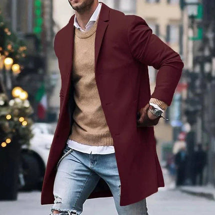 Mid-Length Insulated Winter Coat | Wool Blend | Notch Lapel | Tailored Fit | Versatile Layering | Single-Breasted Front | Sophisticated Outerwear for Professional and Everyday Use