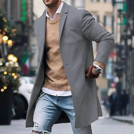 Mid-Length Insulated Winter Coat | Wool Blend | Notch Lapel | Tailored Fit | Versatile Layering | Single-Breasted Front | Sophisticated Outerwear for Professional and Everyday Use