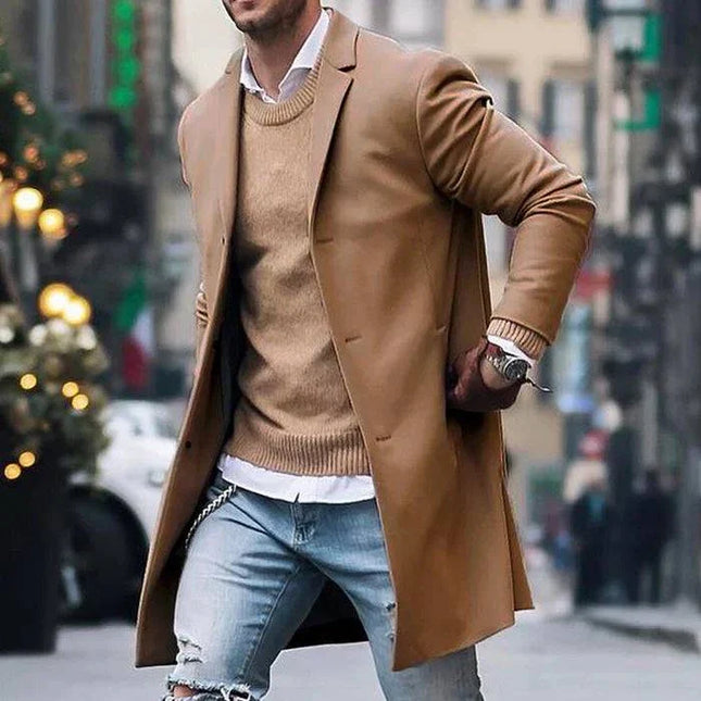 Mid-Length Insulated Winter Coat | Wool Blend | Notch Lapel | Tailored Fit | Versatile Layering | Single-Breasted Front | Sophisticated Outerwear for Professional and Everyday Use