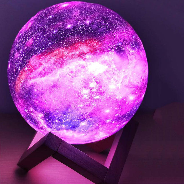 Galaxy Mood Night Light | USB Rechargeable Lamp with 16 Colours | Touch Dimmable with Remote | Wooden Frame | Up to 15 Hours of Light