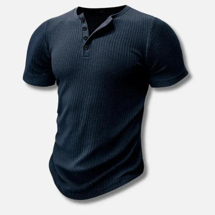 Men's Henley T-Shirt | Muscle Fit | High-Stretch Spandex & Polyester Blend | Button Detail | Versatile Casual Wear | Available in White, Black, Green, Khaki, Blue | Sizes S-3XL