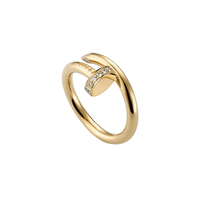 Soho | Curved Nail Design Ring with Sparkling Stones | Gold, Rose Gold, Silver | Modern Industrial Elegance | Unique Statement Jewelry
