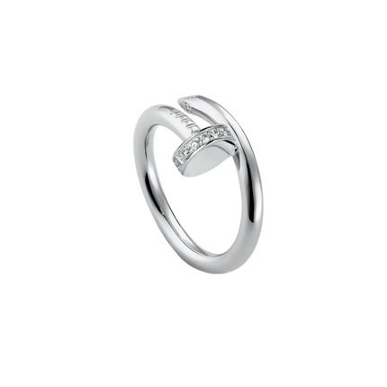 Soho | Curved Nail Design Ring with Sparkling Stones | Gold, Rose Gold, Silver | Modern Industrial Elegance | Unique Statement Jewelry