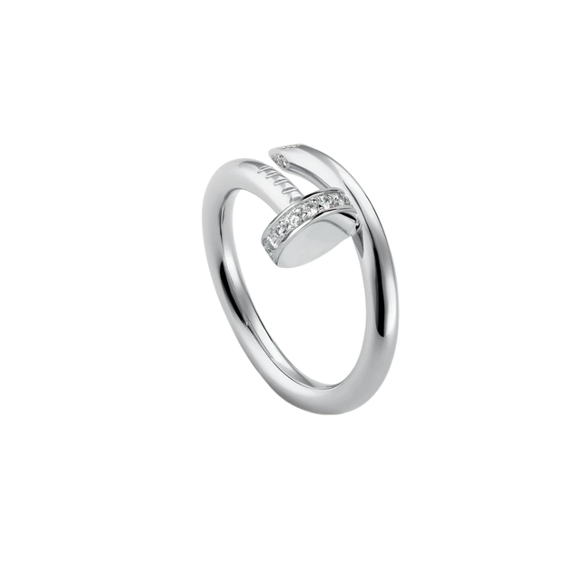 Soho | Curved Nail Design Ring with Sparkling Stones | Gold, Rose Gold, Silver | Modern Industrial Elegance | Unique Statement Jewelry