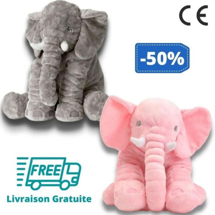 Jumbo Plush Elephant | Soft Giant Stuffed Animal | Baby Comfort Toy | Cuddly Bedding Buddy | Hypoallergenic & Washable | 60cm