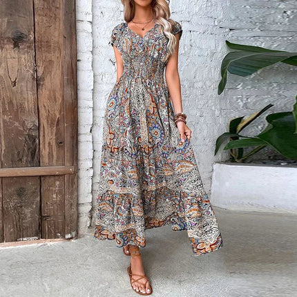 TAREE | Women's Bohemian Maxi Dress | Elastic Waist | Vibrant Patterns | Effortless Style