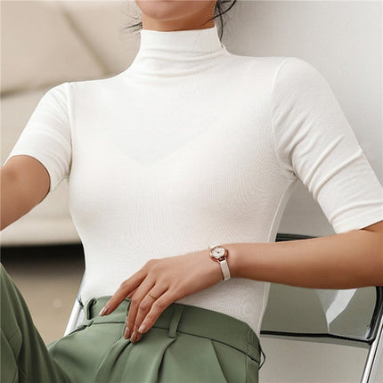 Women's Seamless Turtleneck Top | Ultra-Thin Fitted Long Sleeve | Soft Lightweight Knit