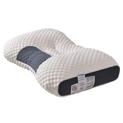 Orthopedic Massage Pillow | Neck Support | Breathable Soy Fiber | 48x74 cm | White & Gray | Relaxation & Muscle Tension Relief