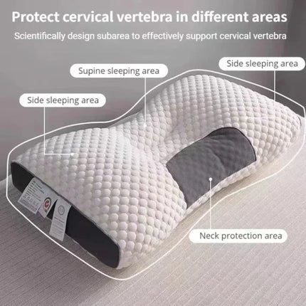 Orthopedic Massage Pillow | Neck Support | Breathable Soy Fiber | 48x74 cm | White & Gray | Relaxation & Muscle Tension Relief