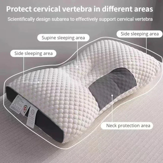 Orthopedic Massage Pillow | Neck Support | Breathable Soy Fiber | 48x74 cm | White & Gray | Relaxation & Muscle Tension Relief