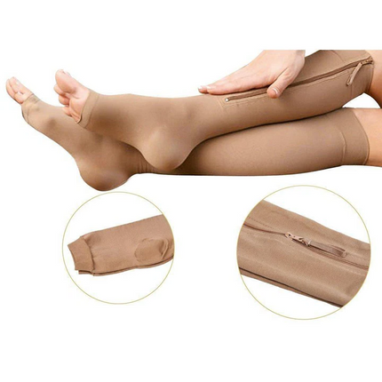 Unisex Zipper Compression Socks | 20-30 mmHg | Enhanced Circulation & Swelling Relief | Open Toe Design with Breathable Fabric | Supportive Stockings for Travel, Pregnancy & Everyday Use