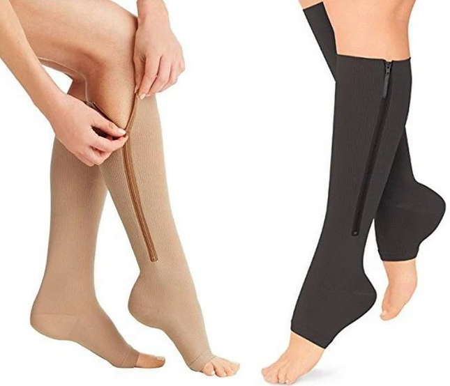 Unisex Zipper Compression Socks | 20-30 mmHg | Enhanced Circulation & Swelling Relief | Open Toe Design with Breathable Fabric | Supportive Stockings for Travel, Pregnancy & Everyday Use