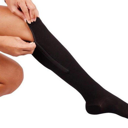 Unisex Zipper Compression Socks | 20-30 mmHg | Enhanced Circulation & Swelling Relief | Open Toe Design with Breathable Fabric | Supportive Stockings for Travel, Pregnancy & Everyday Use