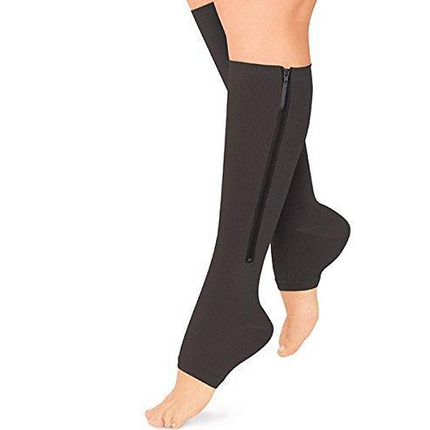 Unisex Zipper Compression Socks | 20-30 mmHg | Enhanced Circulation & Swelling Relief | Open Toe Design with Breathable Fabric | Supportive Stockings for Travel, Pregnancy & Everyday Use