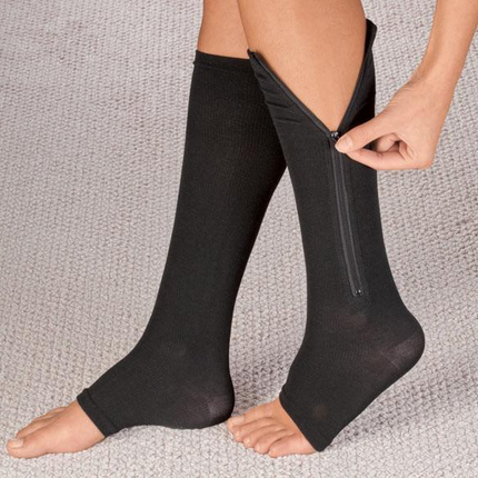 Unisex Zipper Compression Socks | 20-30 mmHg | Enhanced Circulation & Swelling Relief | Open Toe Design with Breathable Fabric | Supportive Stockings for Travel, Pregnancy & Everyday Use