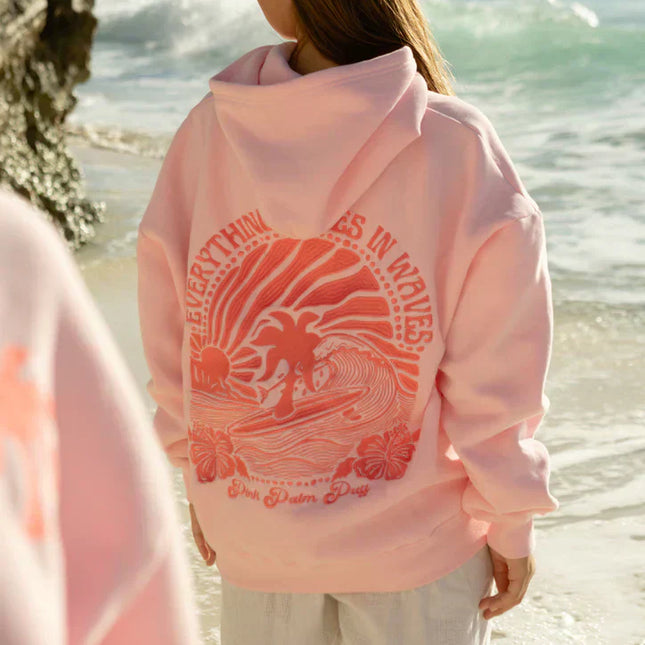 Van Hallen Ladies' Casual Summer Hoodie | Printed Back | Light Cotton | Pink, Blue, Cream Options | Sizes S-4XL | Ultimate Comfort