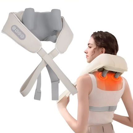 Healing Hands Massager | Neck and Shoulder Pain Relief Device | Two Intensity Modes | Simulated Therapist Techniques | Rechargeable Battery | Low Noise | Portable | Hot Compress | USB Charging | Off White