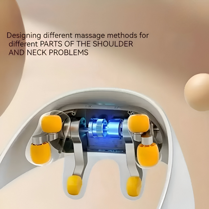 Healing Hands Massager | Neck and Shoulder Pain Relief Device | Two Intensity Modes | Simulated Therapist Techniques | Rechargeable Battery | Low Noise | Portable | Hot Compress | USB Charging | Off White