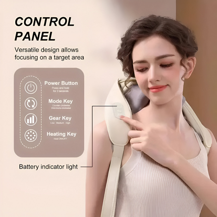 Healing Hands Massager | Neck and Shoulder Pain Relief Device | Two Intensity Modes | Simulated Therapist Techniques | Rechargeable Battery | Low Noise | Portable | Hot Compress | USB Charging | Off White