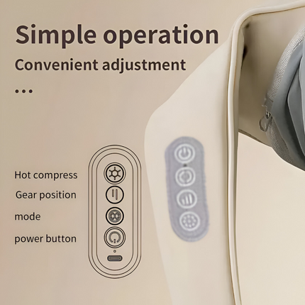 Healing Hands Massager | Neck and Shoulder Pain Relief Device | Two Intensity Modes | Simulated Therapist Techniques | Rechargeable Battery | Low Noise | Portable | Hot Compress | USB Charging | Off White