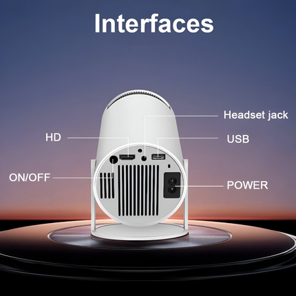 Mini HD Projector | WiFi6 & Bluetooth 5.0 | 720p Resolution | 4K Video Decoding | Built-in Streaming Apps | 130" Display | Auto-Focus & Keystone | HDMI, USB, MicroSD | Portable Design | Long-lasting Bulb