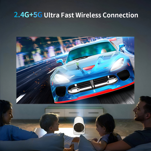 Mini HD Projector | WiFi6 & Bluetooth 5.0 | 720p Resolution | 4K Video Decoding | Built-in Streaming Apps | 130" Display | Auto-Focus & Keystone | HDMI, USB, MicroSD | Portable Design | Long-lasting Bulb