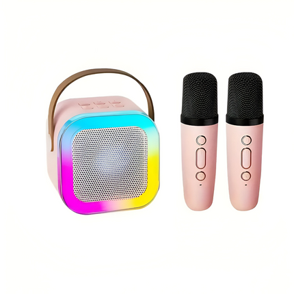 Portable Bluetooth Karaoke Speaker | Wireless Microphone | Compact & Powerful Audio | RGB LED Lights | Voice-Changing Modes | TF Card & USB Compatible | 2000mAh Battery | 3-4 Hours Playtime | Easy Connection