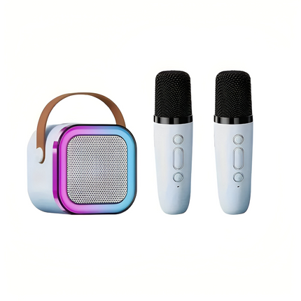 Portable Bluetooth Karaoke Speaker | Wireless Microphone | Compact & Powerful Audio | RGB LED Lights | Voice-Changing Modes | TF Card & USB Compatible | 2000mAh Battery | 3-4 Hours Playtime | Easy Connection