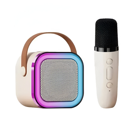 Portable Bluetooth Karaoke Speaker | Wireless Microphone | Compact & Powerful Audio | RGB LED Lights | Voice-Changing Modes | TF Card & USB Compatible | 2000mAh Battery | 3-4 Hours Playtime | Easy Connection