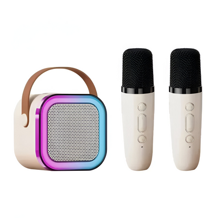 Portable Bluetooth Karaoke Speaker | Wireless Microphone | Compact & Powerful Audio | RGB LED Lights | Voice-Changing Modes | TF Card & USB Compatible | 2000mAh Battery | 3-4 Hours Playtime | Easy Connection